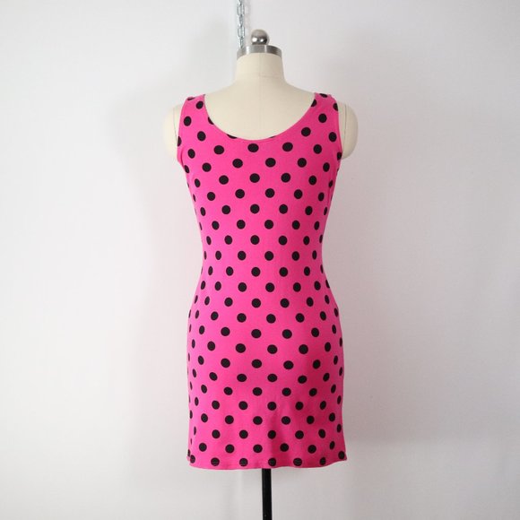 ❌SOLD❌vintage 80s hot pink polka dot mini dress M - Picture 7 of 7